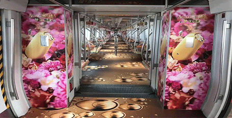 車廂內貼膜廣告 軌道列車內車廂噴繪廣告